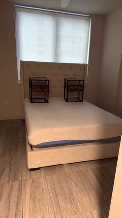 Queen Bed , with mattress, and two nightstands