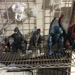 Godzilla Jumbo Size Lot Of 5 Figures Rare