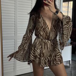 Zebra print sheer romper
