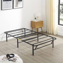 Twin 14" Foldable Metal Platform Bed Frame Underbed Storage Black