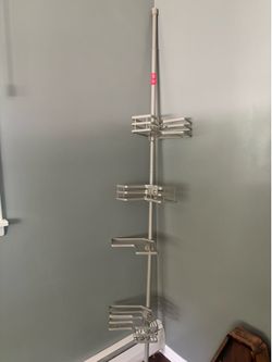 Tension Pole Corner Shower Caddy gray