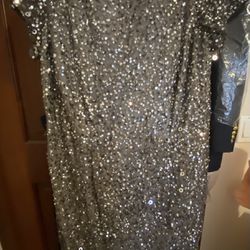 Adrianna Papell Dress Size 14 Sequence Gold