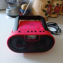 Riptunes Portable CD Player Boombox AM FM Radio, Bluetooth, USB, Aux-Input, MP3 CD Stereo Sound with Bass Boost, Party Lights, Headphone Jack, Backlit
