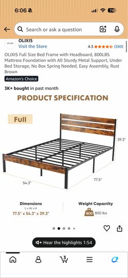 Full Bed : Frame and Mattress