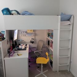 Ikea SMASTAD Loft Twin Size Bed With Desk And Drawers 