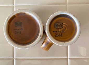 🥛 Vintage 1970s Hall Striped Pottery Creamer #2644 Sugar Bowl #2645 Brown
