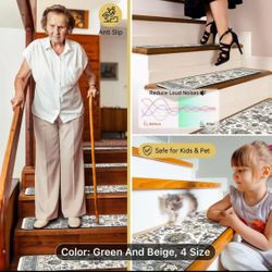 Elegant & Safe 4/7/8/15pcs Non-Slip Stair Treads - Easy-Clean, Durable for Wood Steps, Pets & Holidays