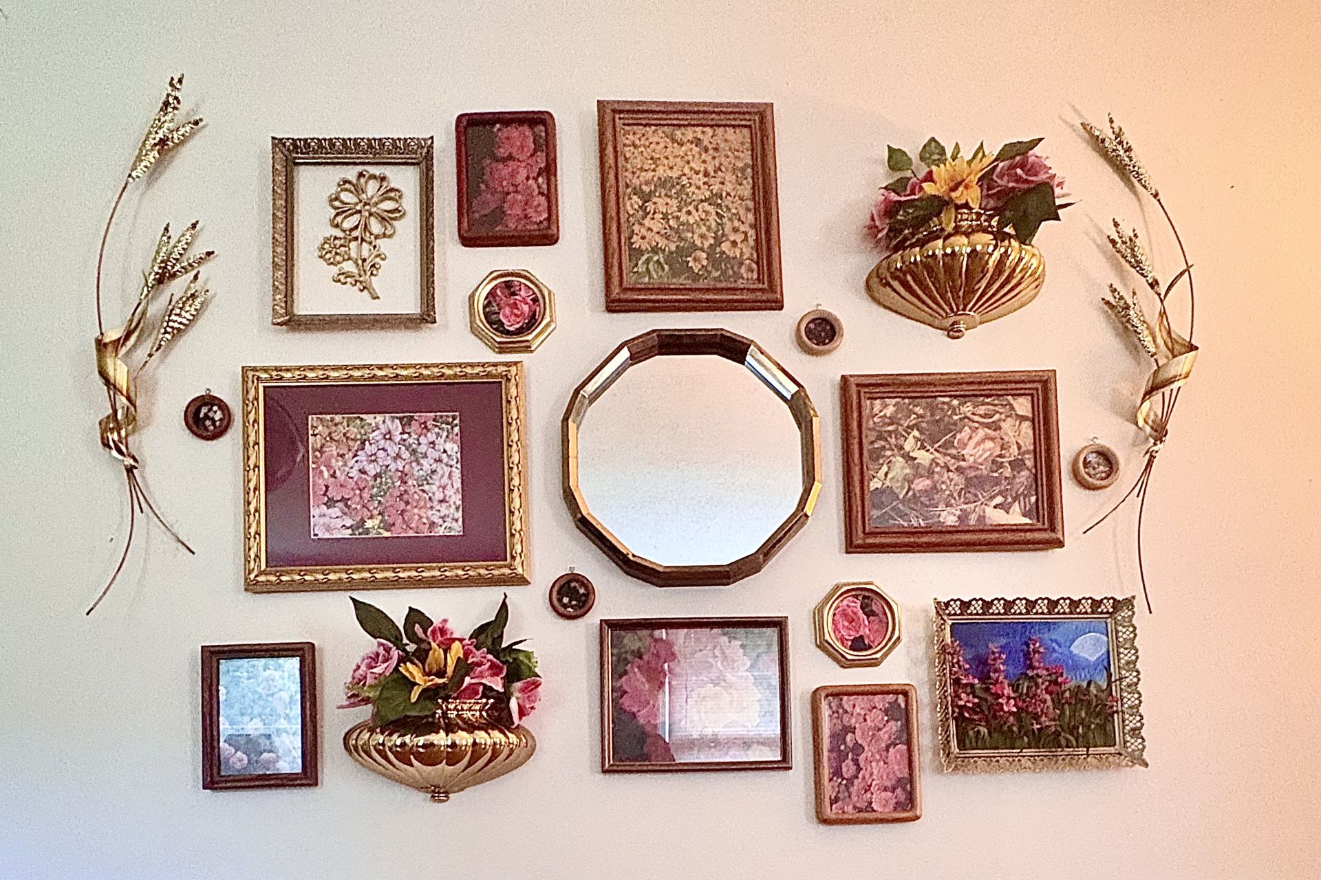 17-Piece Turnkey Vintage Romantic Floral & Brass Gallery Wall+Custom Gallery Wall Styling Available