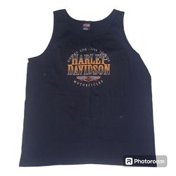 Harley-Davidson Shirt Men's XXL Black  Cotton Tank Top Tilley Statesville NC USA