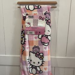 Hello Kitty Sweet Kitten Plaid Blanket 50 X 70
