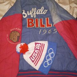 U.S.A Female Olympic Hat Buffalo Bills 1965 A.F.C Championship Vintage Coat Size Med