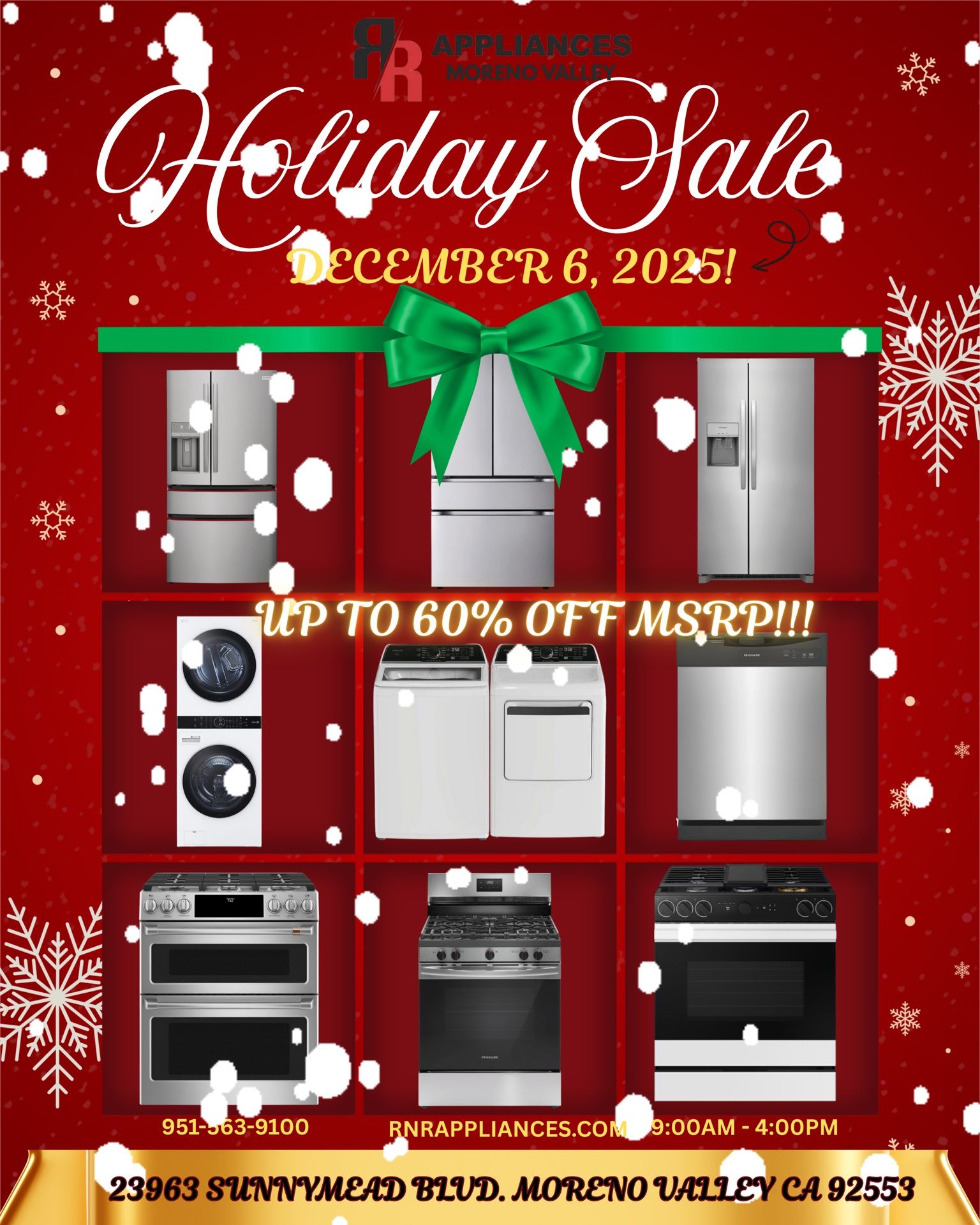 Holiday Sale @ R&R Appliances Outlet In Moreno Valley 12/6