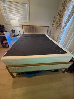 Full size Javlergo Bed Frame, Upholstered Tufted Headboard and Footboard and mattress included