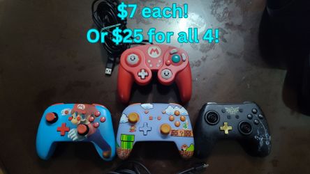 4 Nintendo Switch Wired Controllers – GameCube Mario, Mario, Super Mario Bros, and Zelda