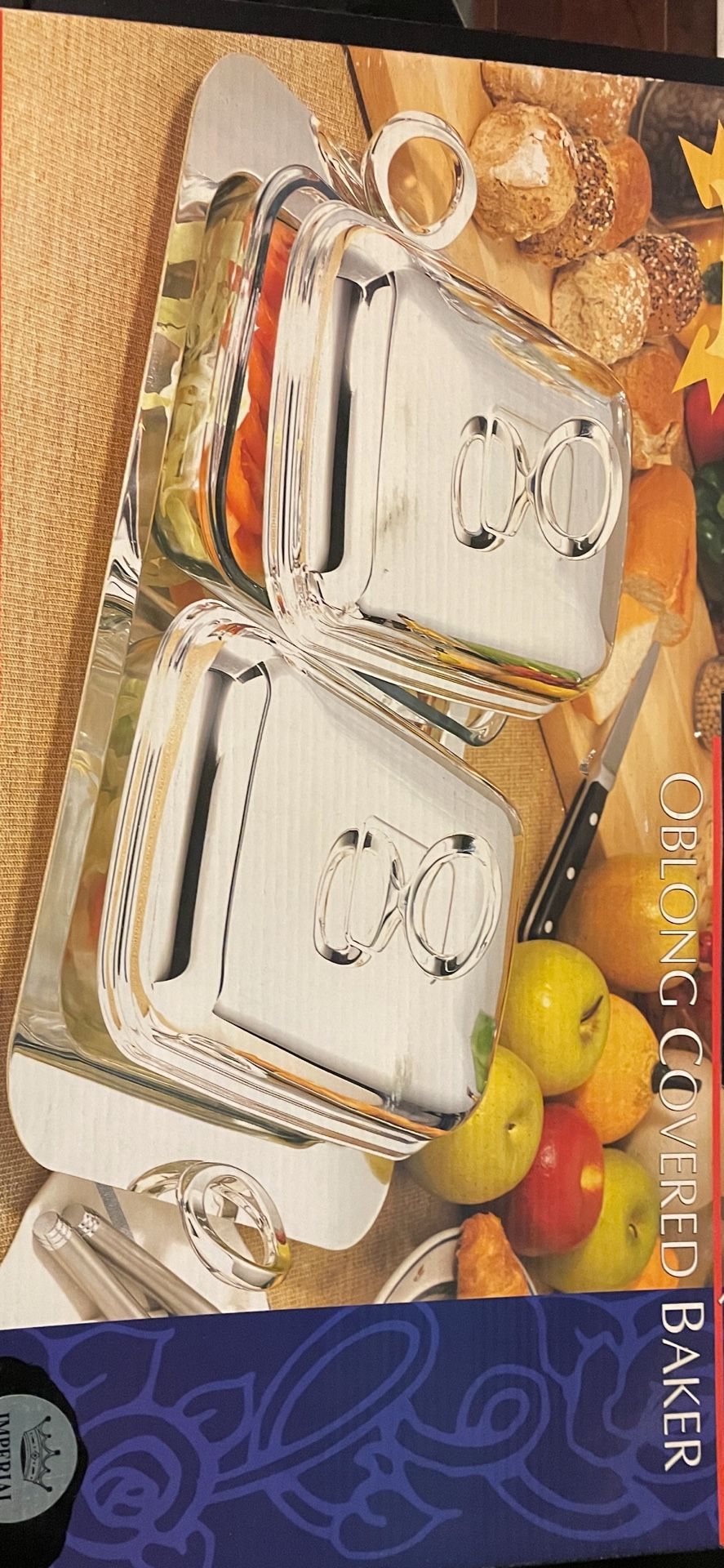 Stainless Steel 2 X 1.5QL Oblong Covered Baker