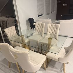 Glass Dining Table With 6 Chairs 
