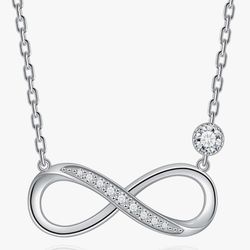 Moissanite Infinity Pendant Necklace 925 Sterling Silver