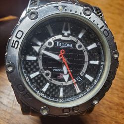 Bulova Precisionist Men's 46mm Watch Champlain Black Fiber 96B156 300M Water Resistance 