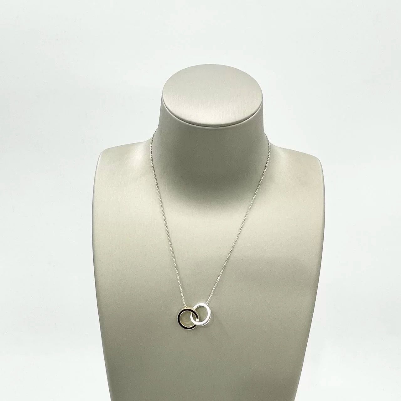 $1300 Tiffany&Co. 1837 Interlocking Circles Pendant in 18K Gold&Silver 16” inch