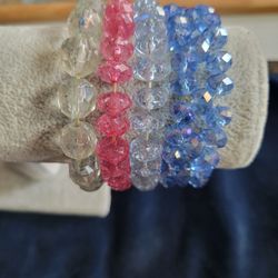 4 Colored Clear Bracelets 