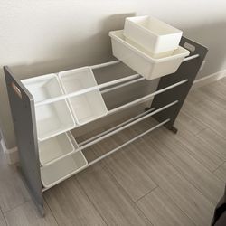 Toy bin organizer rack