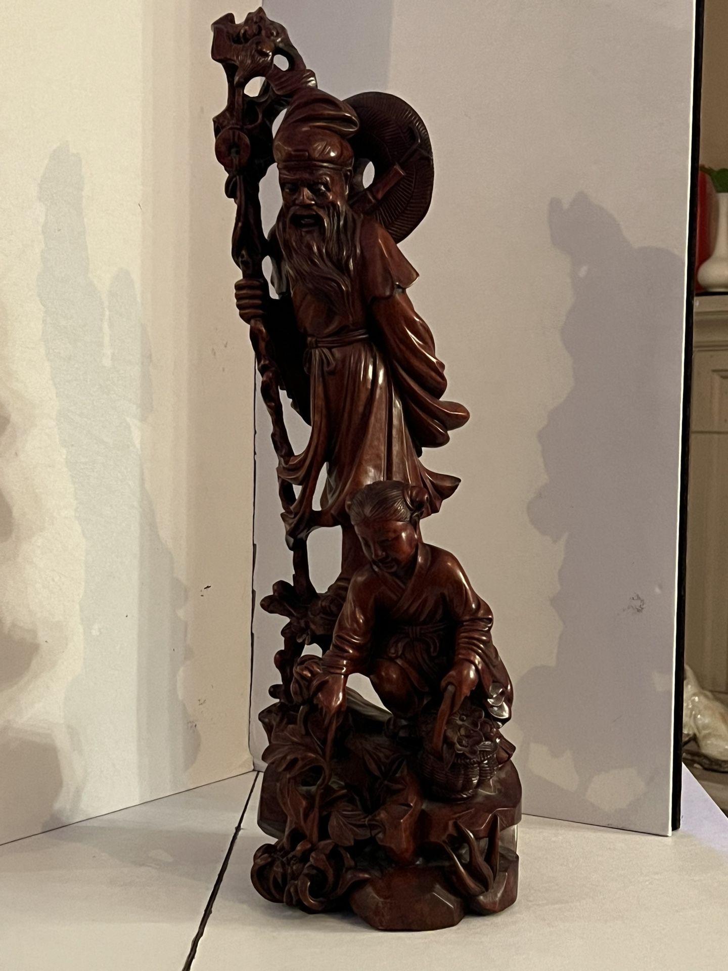 Statue Carved 26 Inches Chinese representing prosperity, happiness, and longevity