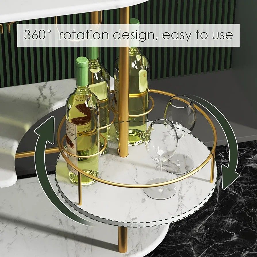 Gold Bar Carts with 4 Tier Storage Shelves, Mobile Bar Serving Cart with Wine Rack and Glass Holder, for The Home, Kitchen, Living Room, Dining Room