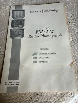 1278. Vintage Sears Silvertone Record Player Owners Manual ONLY see photo. $5.00
