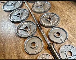 IVANKO’S FULL Olympic Set [ 5s And 2.5s Different Brand] Reconditioned Beautiful Vintage Cast Iron Weight Plates