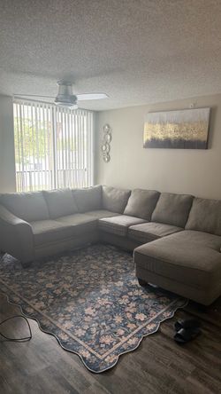 Large Gray Sectional Sofa with Chaise