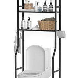 3-Tier Over The Toilet Storage, Space Saver Metal Bathroom Shelves, Freestanding Above Over Toilet Storage New