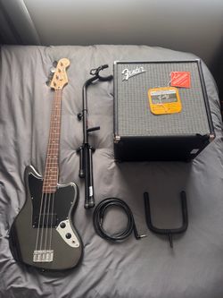 Squier Jaguar Bass + Fender Rumble 25 Amp Bundle – $350 OBO
