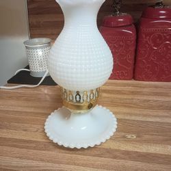 Antique Milk Glass Hobnail Lamp