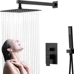 UNIGANT Rain Shower System Sets Faucet: Matte Black 10-in Overhead Rainhead Shower Combo Set (NEW)