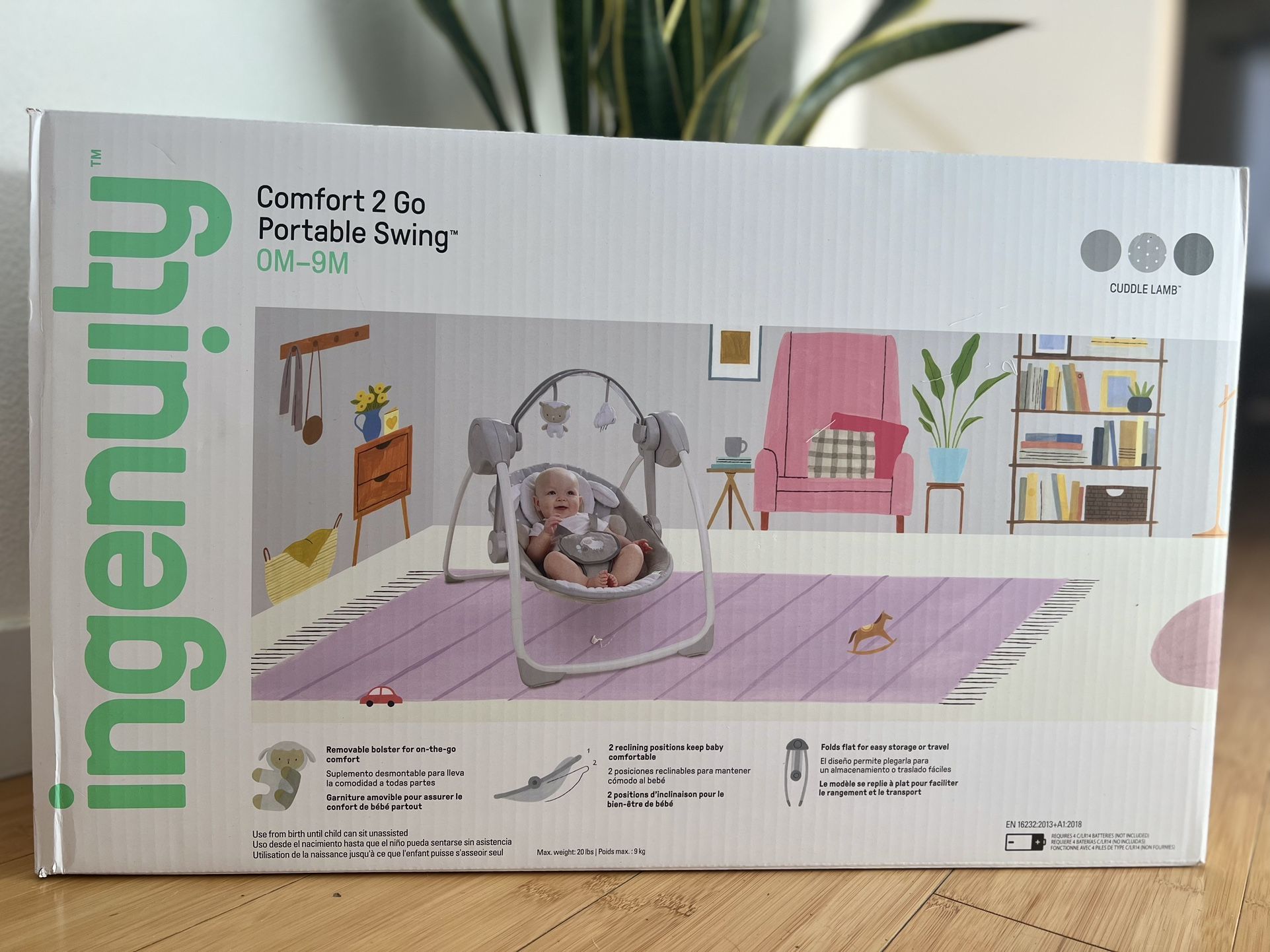 Ingenuity Comfort 2 Go Portable Compact Swing With Cuddle Lamb
