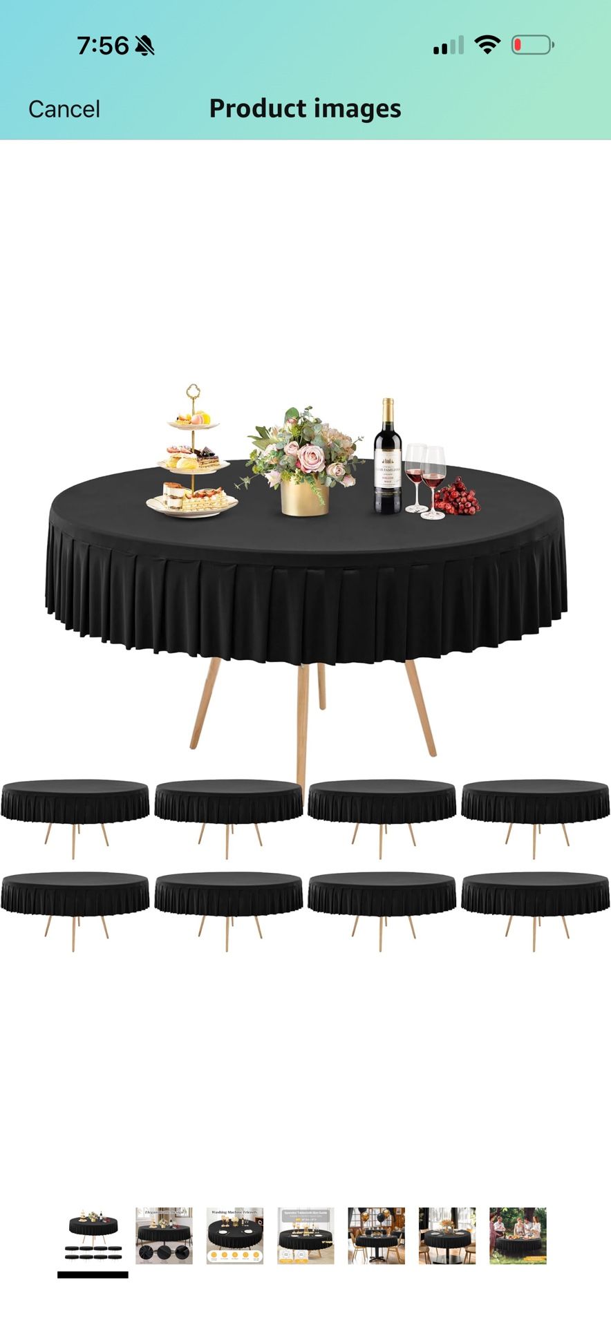 8 Pack Black Spandex Round Tablecloths for 60 Inch Tables, Stretchy Fitted 5FT Cloths, Wrinkle-Free Cover With Skirt for Wedding Party Dining Banquet