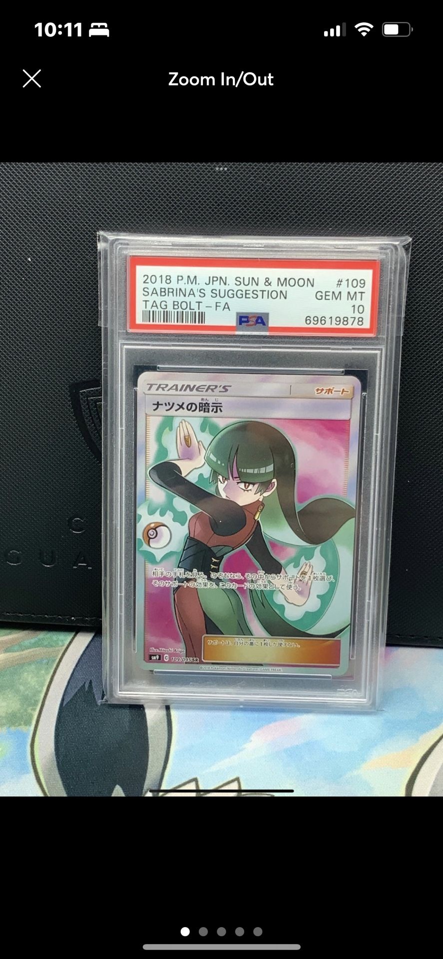 PSA 10 Sabrina's Suggestion 109/095 Full Art SR Pokemon Card Tag Bolt Japanese