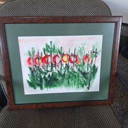 FRAMED FLORAL WATERCOLOR ART - SIGNED