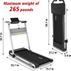 Redliro Treadmill 2-in-1 Foldable Treadmill Desk, Remote, Oil & Zacro Protective Exercise Mat