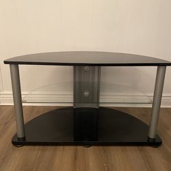 Modern Glass TV Stand – 40” Media Console (Black/Silver)