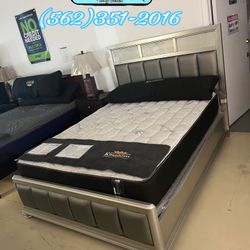 Luxurious Grey Silver Queen Bed Frame New 