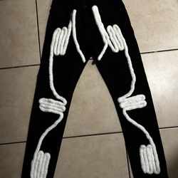 Black Jeans W/ White Fuzz