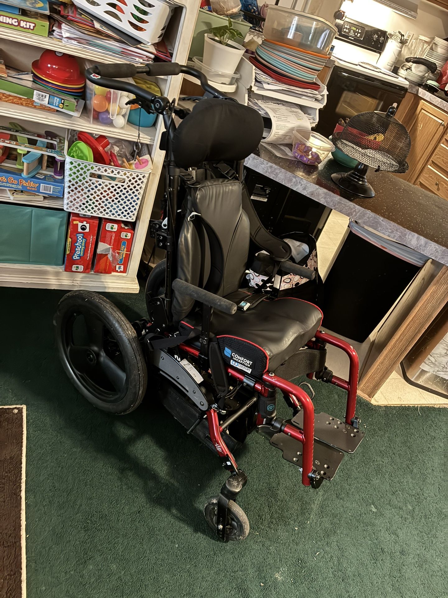 ✅$$Red Childs medical needs special adaptive stroller/Wheelchair. Fairly new. Comes with homemade adaptive tray table. message me for price or send