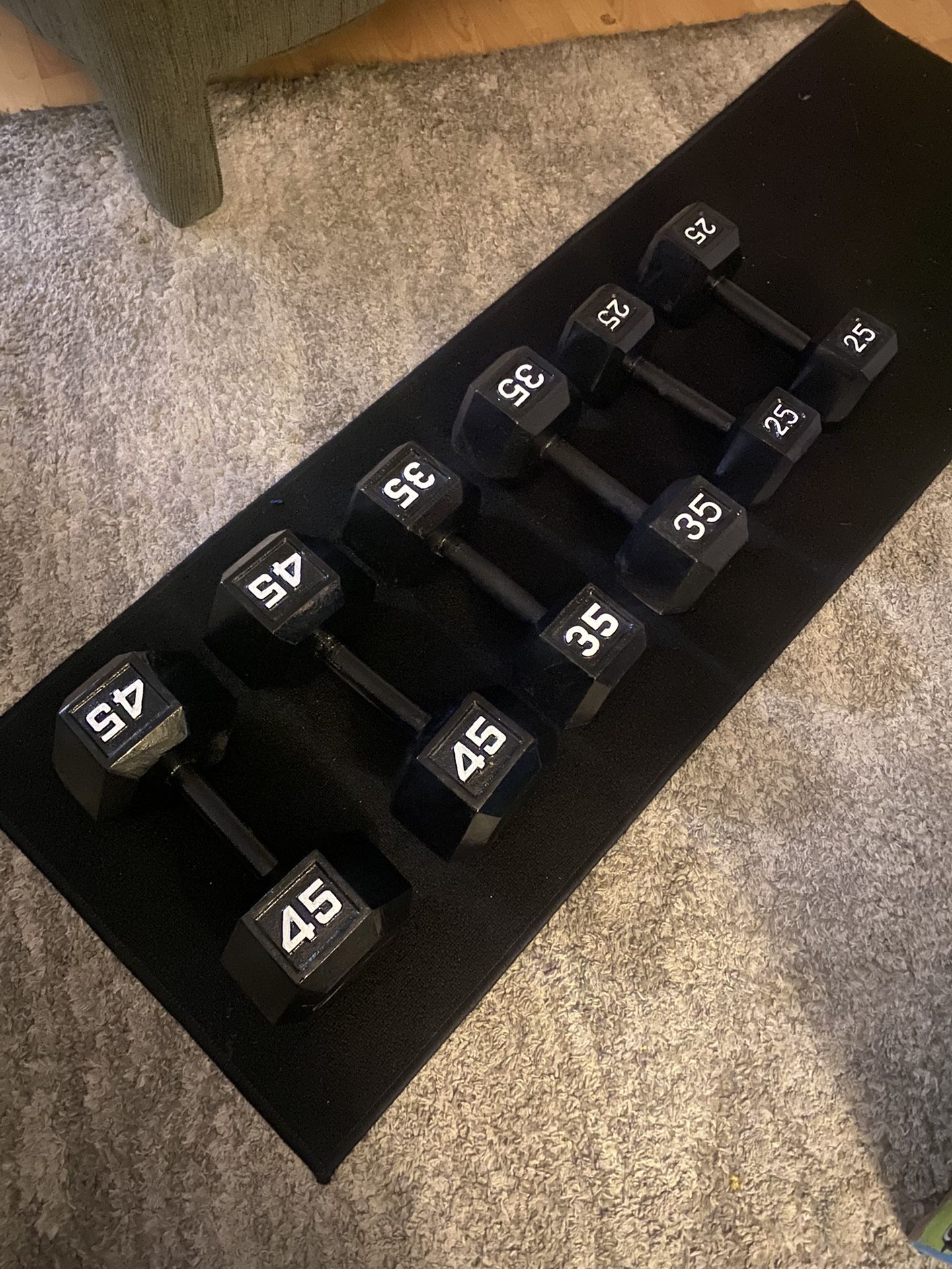 45,35,25 Lb Dumbbell Sets $ 210