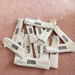 New Set of 14 Reusable Stainless Steel Straws with Brushes & Pouches