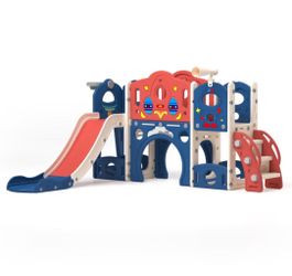 9-In-1 Slide Climber Playset Playground Climbers with Basketball Hoop