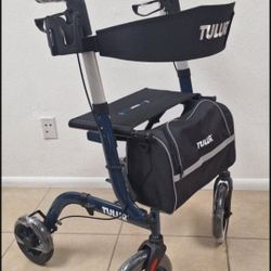 Rollator Walker with Seat, Walkers for Seniors, 10" Rubber Wheels