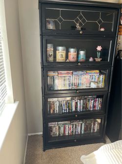 2 Black Bookcase with Glass Doors