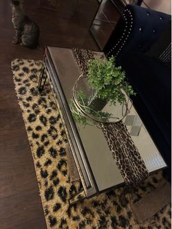 Mirrored Coffee Table with Metal Frame