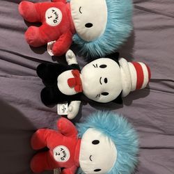 Cat in the hat, thing 1 & thing 2 stuffed animals